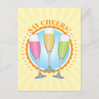 Mimosa Colorful Champagne Glasses Briefkaart