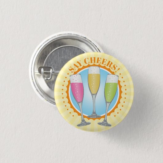 Mimosa Colorful Champagne Glasses Button (Voorkant /achterkant)
