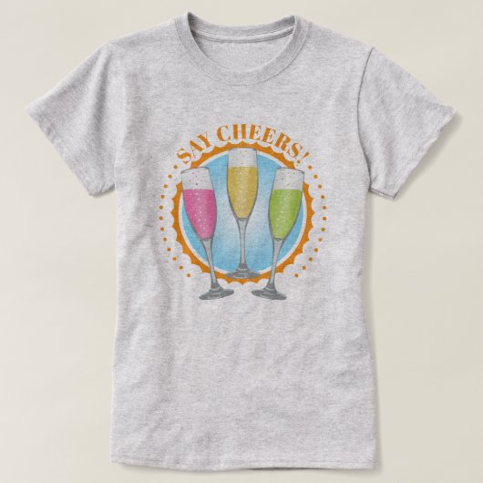 Mimosa Colorful Champagne Glasses T-Shirt (Design voorkant)
