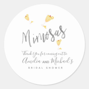 Mimosa Confetti Geel Bruidsfeest Dank Je Ronde Sticker