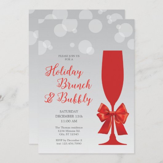 Mimosa Glass Brunch et Bubbly Invitation (Devant / Derrière)