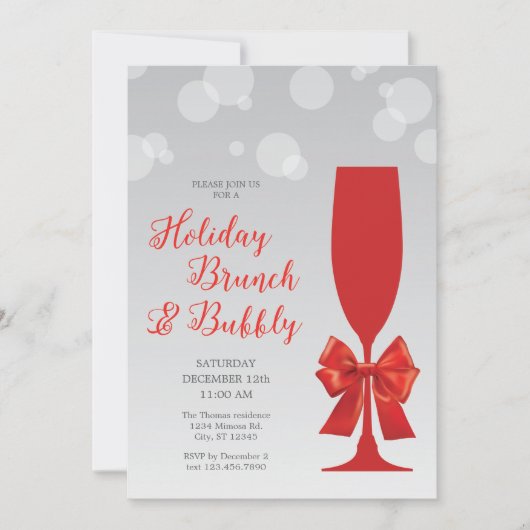 Mimosa Glass Holiday Brunch en Bubbly Uitnodiging (Voorkant)