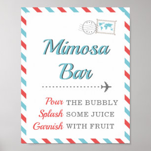 Mimosa Mam-osa Bar Drink Travel Airplane Party Poster