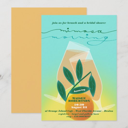 Mimosa Morning Bridal Brunch Uitnodiging (Voorkant / Achterkant)