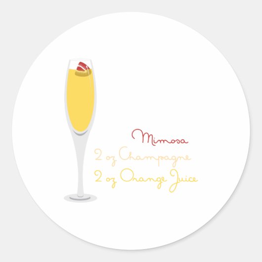 Mimosa Recipe Ronde Sticker (Voorkant)