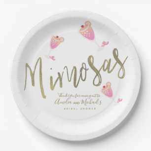 Mimosa Roze Vrijgezellenfeest Dank je Confetti Papieren Bordje