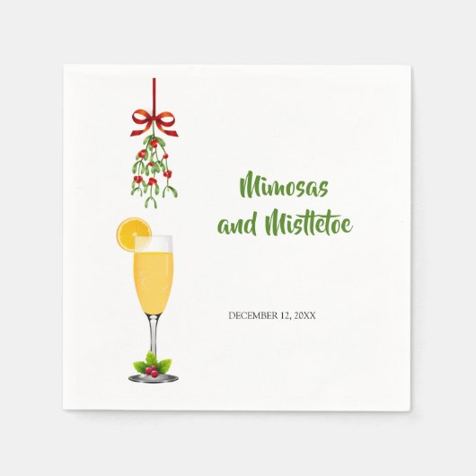 Mimosas en Mistletoe Kerstmis Napkins Servet (Voorkant)