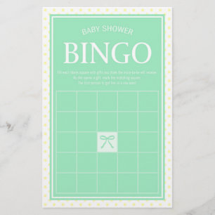 Min Baby shower Bingo Lint en Gele Polka Dots Briefpapier