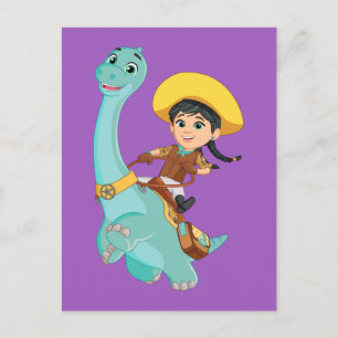 Min en klaver   Happy Cowgirl & Brontosaurus Ride Briefkaart