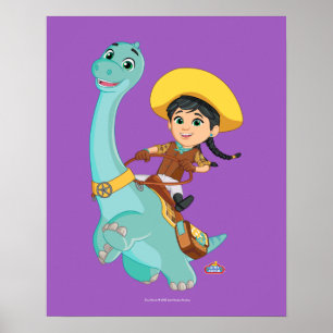 Min en klaver Happy Cowgirl & Brontosaurus Ride Poster