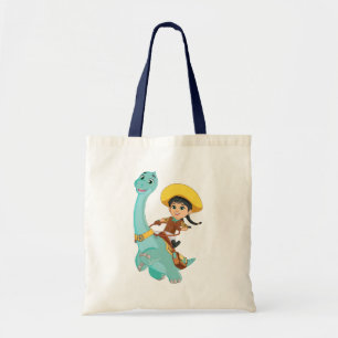 Min en klaver   Happy Cowgirl & Brontosaurus Ride Tote Bag