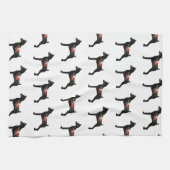 Min Pin C Hondenras Boho Floral Silhouette Theedoek (Horizontaal)