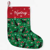 Min Pin custom dog name stocking Kleine Kerstsok (Voorkant)