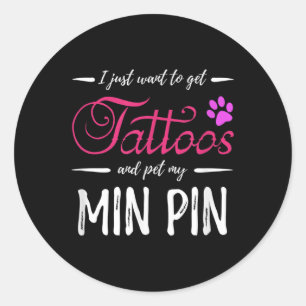 Min Pin Dog Tattoo Miniatuur Pinscher Dog Mom Gift Ronde Sticker