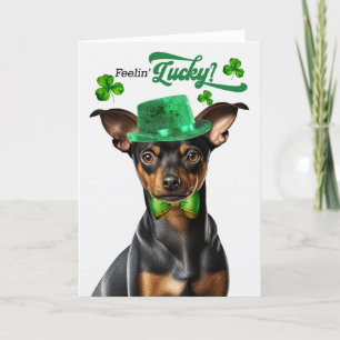 Min Pin Funny Dog Lucky St Patrick's Day Feestdagen Kaart