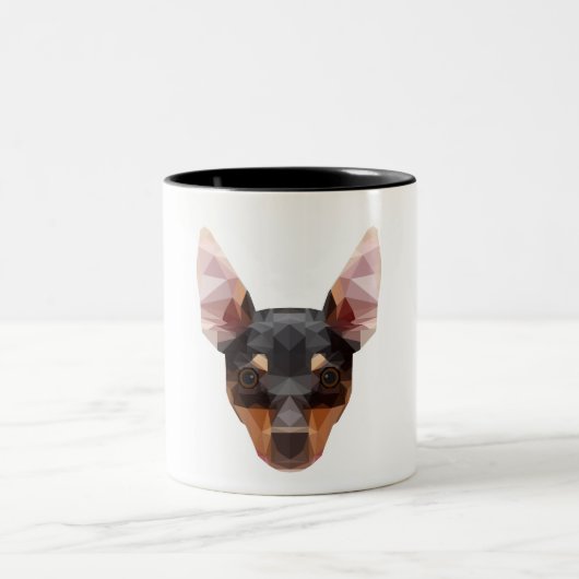 Min Pin Geometric Animal Art Mok Pinscher Dog (Center)