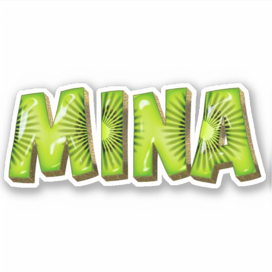 Mina Name Kiwi Design Aufkleber Sticker (Voorkant)