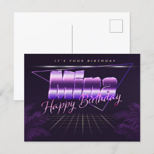Mina Nom Prénom Anniversaire de la carte postale