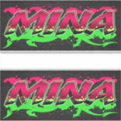 Mina prénom nom graffiti autocollant sticker (Devant)
