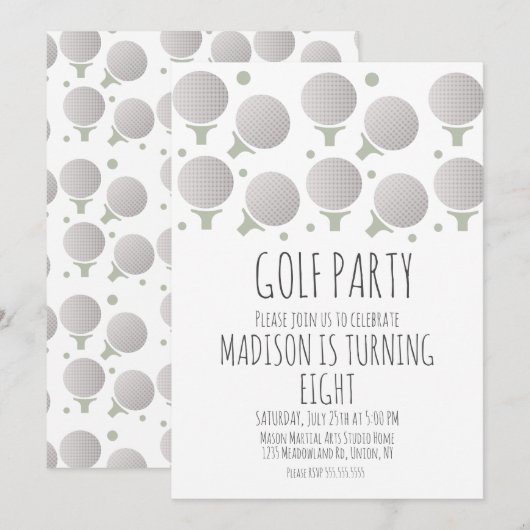 Minature Golf Balls Birthday Party Kaart (Voorkant / Achterkant)