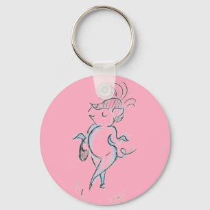 Mincing Lady Pig met een handtas Button Sleutelhan Sleutelhanger