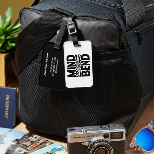 Mind Bend Optische Illusie Vet Zwart-Wit Bagagelabel (Voorkant /achterkant)