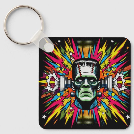 "Mind Blown Frankenstein" Aluminum Keychain (Voorkant)