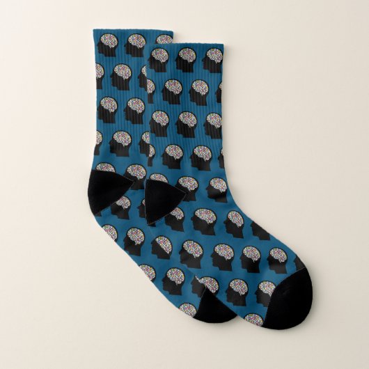 Mind Brain Patterned Blue Cazy Socks Sokken (Paar)