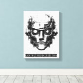 Mind Control Cyberpunk Robot Black Print Canvas (Insitu (Houten vloer))