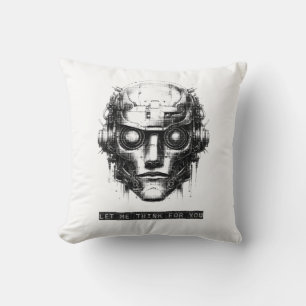 Mind Control Cyberpunk Robot Zwart Print Kussen