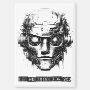 Mind Control Cyberpunk Robot Zwart Print Magneet