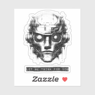 Mind Control Cyberpunk Robot Zwart Print Sticker