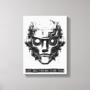 Mind Control Cyberpunk Robot Zwarte Print Canvas