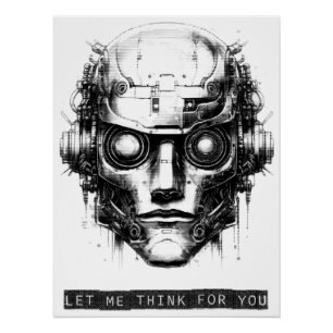 Mind Control Cyberpunk Robot Zwarte Print Poster Perfect Poster