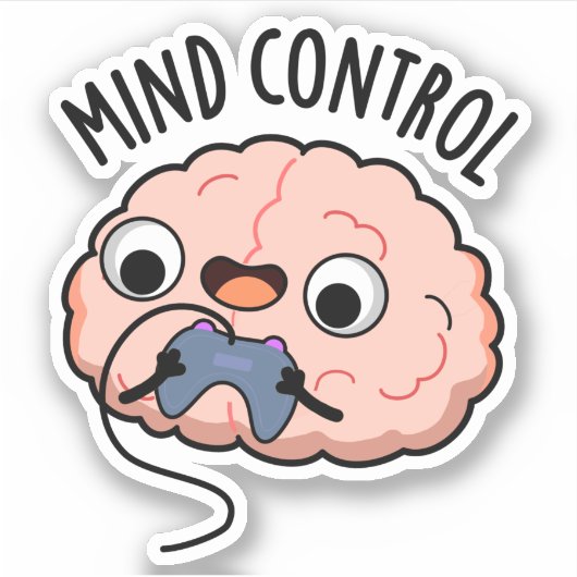 Mind control Funny Brain Pun Sticker (Voorkant)