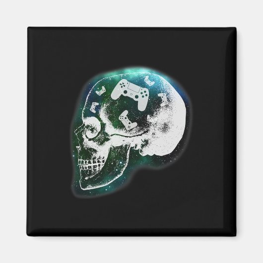 Mind Controller Skull Gaming Gamer Mens Boys Teens Magneet (Voorkant)