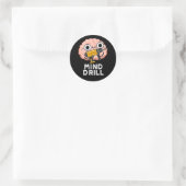 Mind Drill Funny Brain Tool Pun Dark BG Ronde Sticker (Tas)
