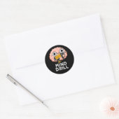 Mind Drill Funny Brain Tool Pun Dark BG Ronde Sticker (Envelop)