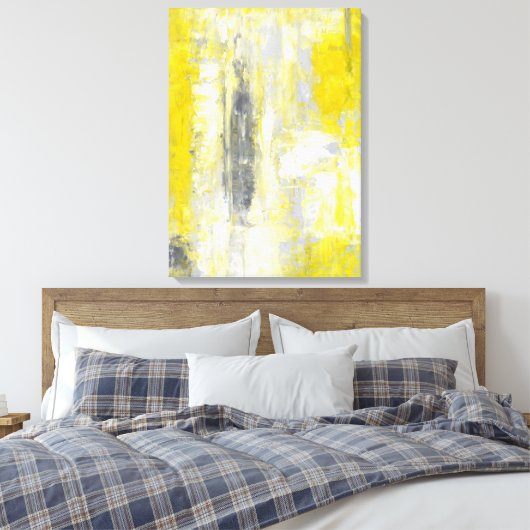 "Mind- en Gele Abstracte kunst" Canvas Afdruk (Insitu (Slaapkamer))