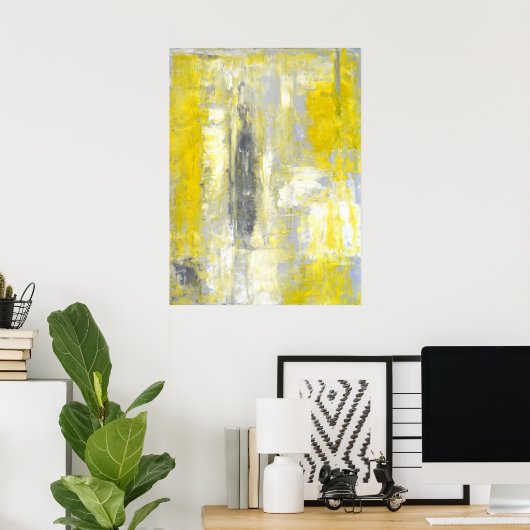 "Mind- en Gele Abstracte kunst" Poster (Thuiskantoor)