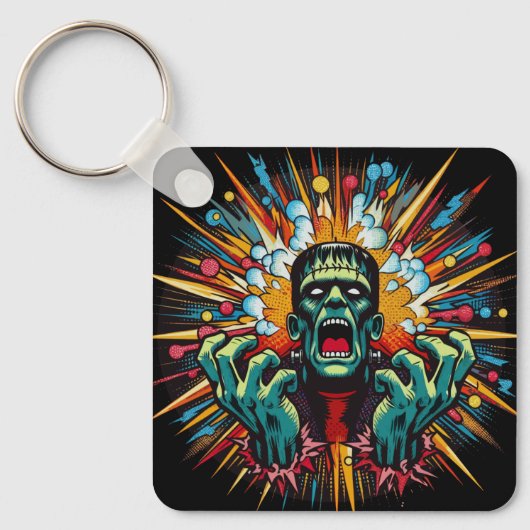 "Mind Meltdown Frankenstein" Aluminum Keychain (Voorkant)