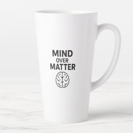 Mind Over Matter – T-shirt à Texte Noir et Design Latte Mok (Rechts)