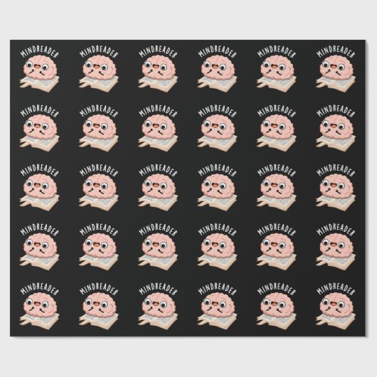 Mind Reader Funny Brain Pun Dark BG Cadeaupapier (Vlak)