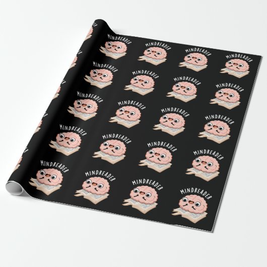 Mind Reader Funny Brain Pun Dark BG Cadeaupapier (Uitgerold)
