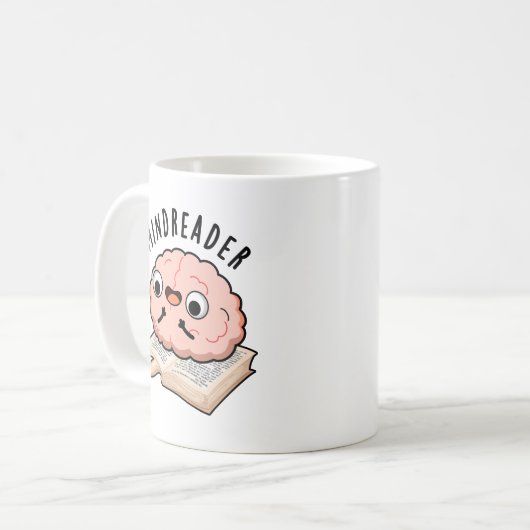 Mind Reader Funny Brain Pun Koffiemok (Voorkant links)