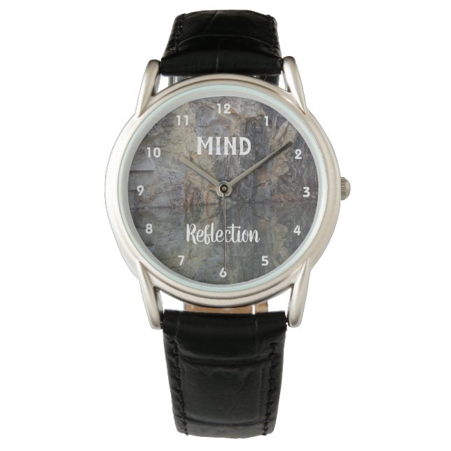 Mind Reflection Rock Wall Inspirational   Horloge (Voorkant)