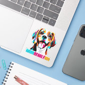 Mindbeagleing Beagle Dog Sticker (Laptop met iPhone)