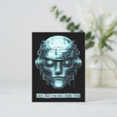 Mindcontrol Cyberpunk Robot Blue Grunge Feestdagenkaart (Staand voorkant)