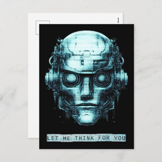 Mindcontrol Cyberpunk Robot Blue Grunge Feestdagenkaart (Voorkant / Achterkant)