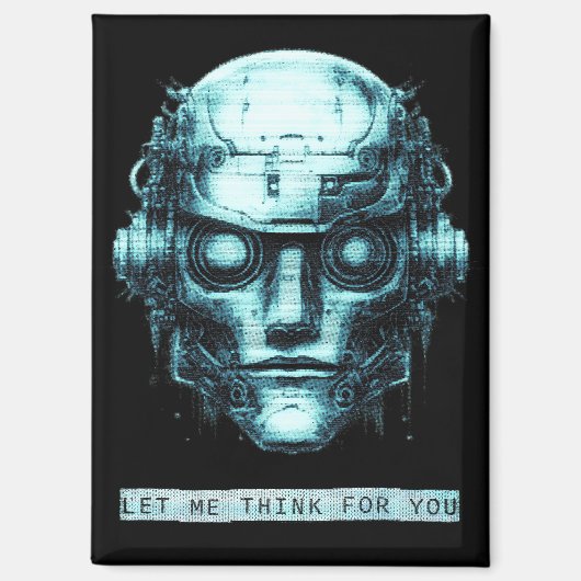 Mindcontrol Cyberpunk Robot Blue Grunge Magneet (Voorkant)